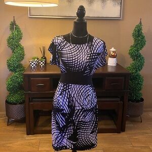 B Darlin Black & White Geometric Faux Wrap Dress 12